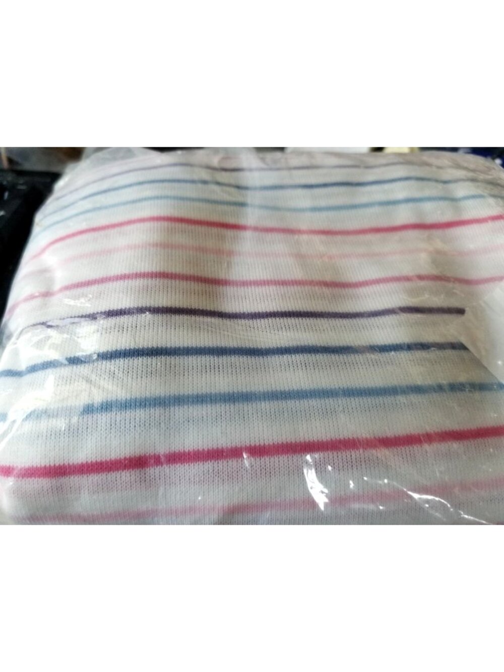Material Polyester Stripes White with Pink Red Blue for  72" x 80" Shirt Craft M